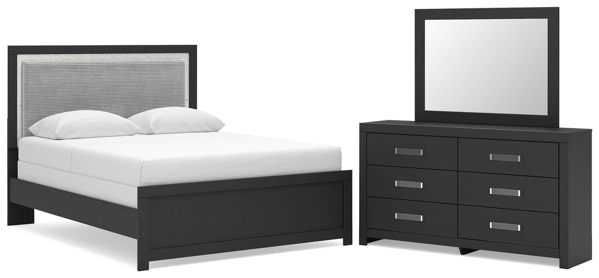 Maeling Queen Upholstered Panel Bed, Dresser and Mirror from Ashley - Luna Furniture