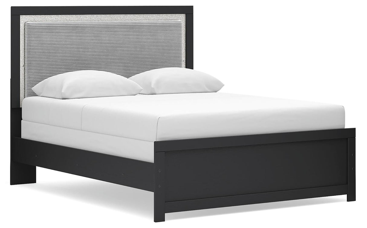 Maeling Black Queen Panel Bed, Dresser, Mirror and Nightstand