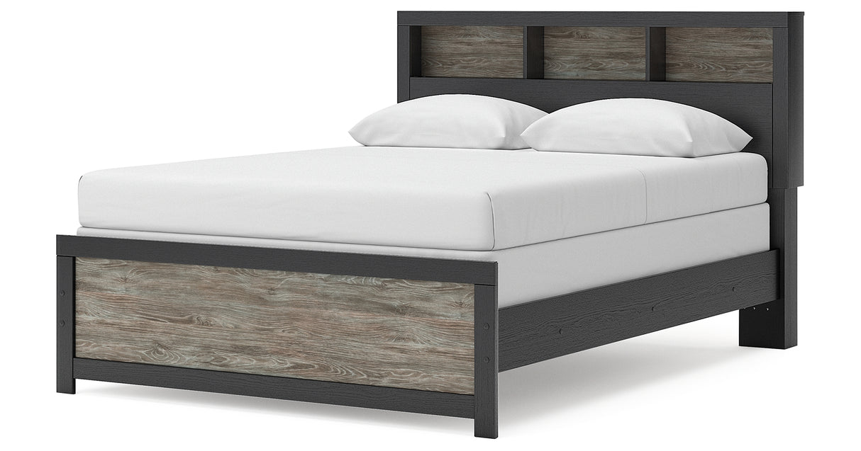Broachmyn Black/Gray Queen Bookcase Panel Bed from Ashley - Luna Furniture