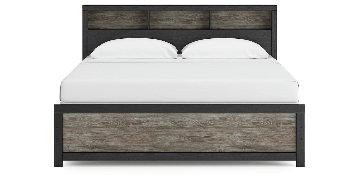 Broachmyn Black/Gray King Bookcase Panel Bed from Ashley Furniture - Luna Furniture