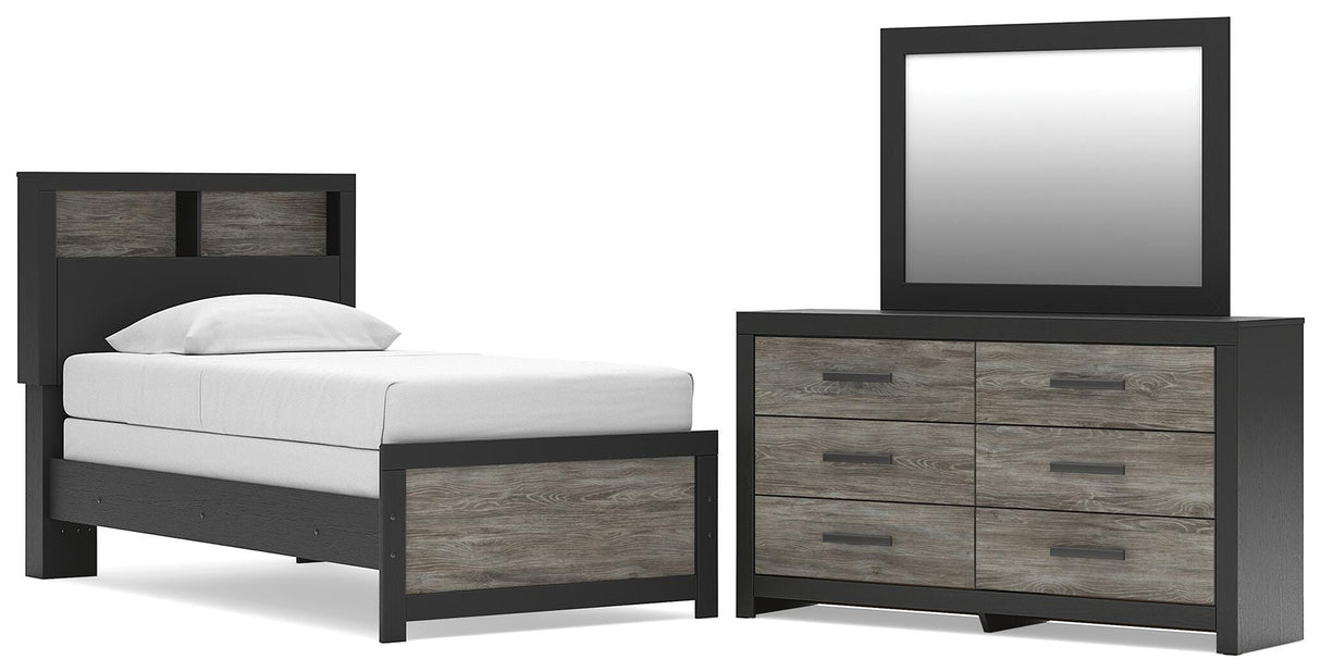 Broachmyn Black/Gray Twin Bookcase Bed, Dresser and Mirror from Ashley - Luna Furniture