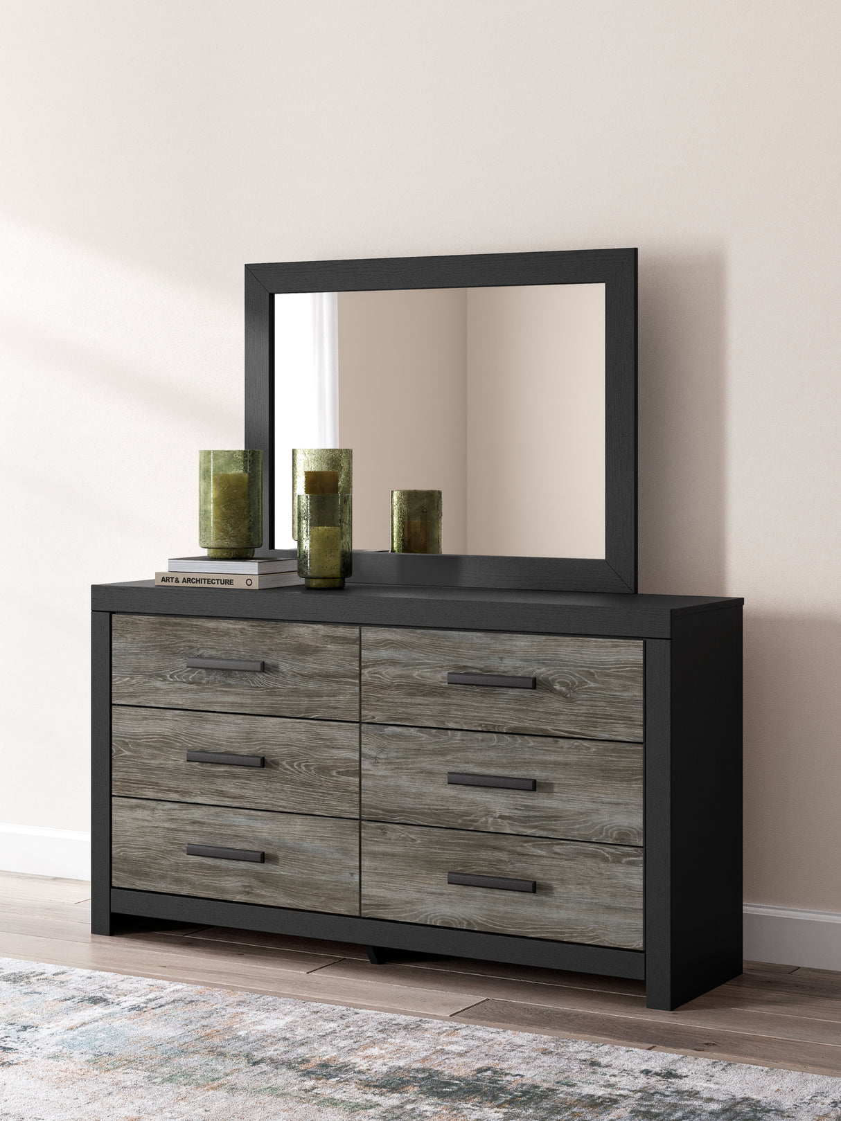 Broachmyn Black/Gray Full Bookcase Bed, Dresser and Mirror from Ashley - Luna Furniture