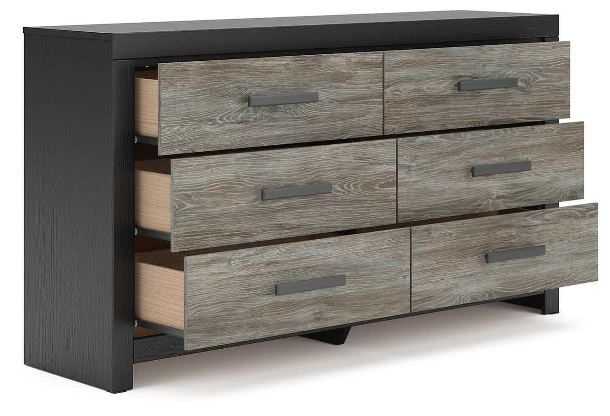 Broachmyn Black/Gray Queen Bookcase Panel Bed, Dresser and Nightstand from Ashley - Luna Furniture