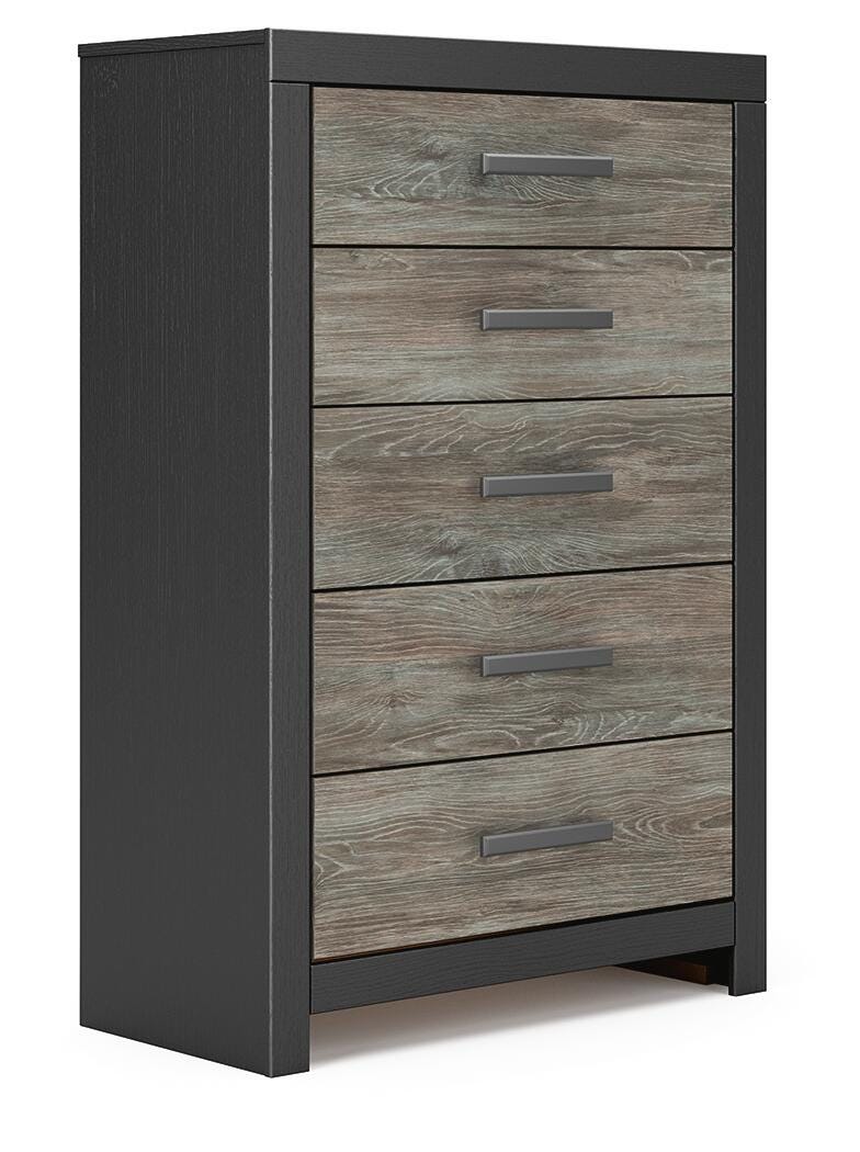 Broachmyn Black/Gray Queen Bookcase Panel Bed, Chest and Nightstand from Ashley Furniture - Luna Furniture