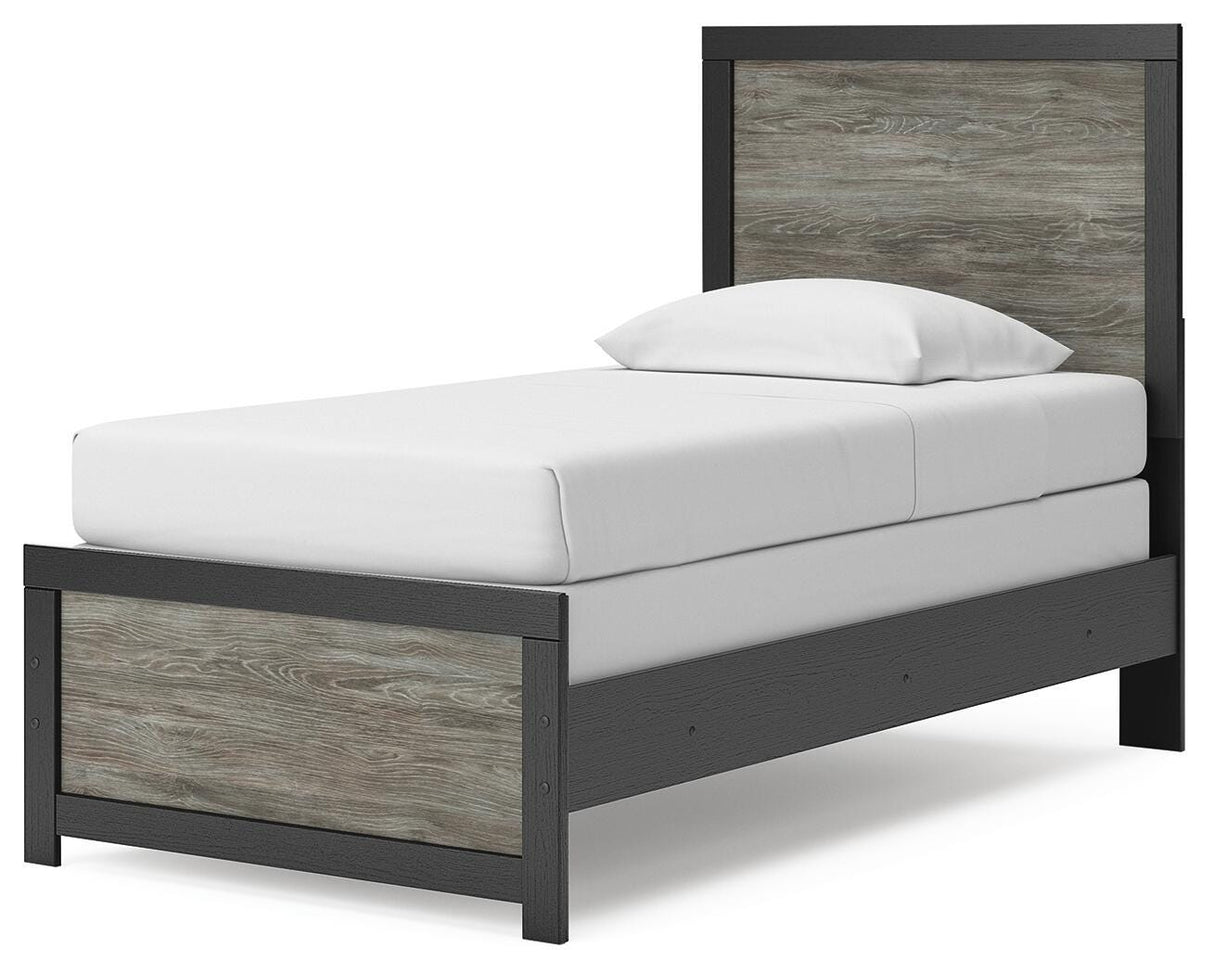Broachmyn Black/Gray Twin Panel Bed, Dresser and Mirror from Ashley Furniture - Luna Furniture
