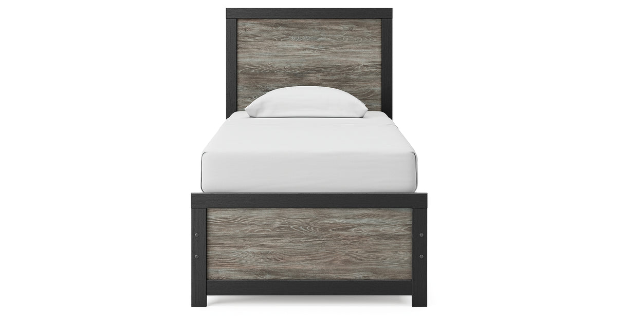 Broachmyn Black/Gray Twin Panel Bed, Dresser and Mirror from Ashley Furniture - Luna Furniture