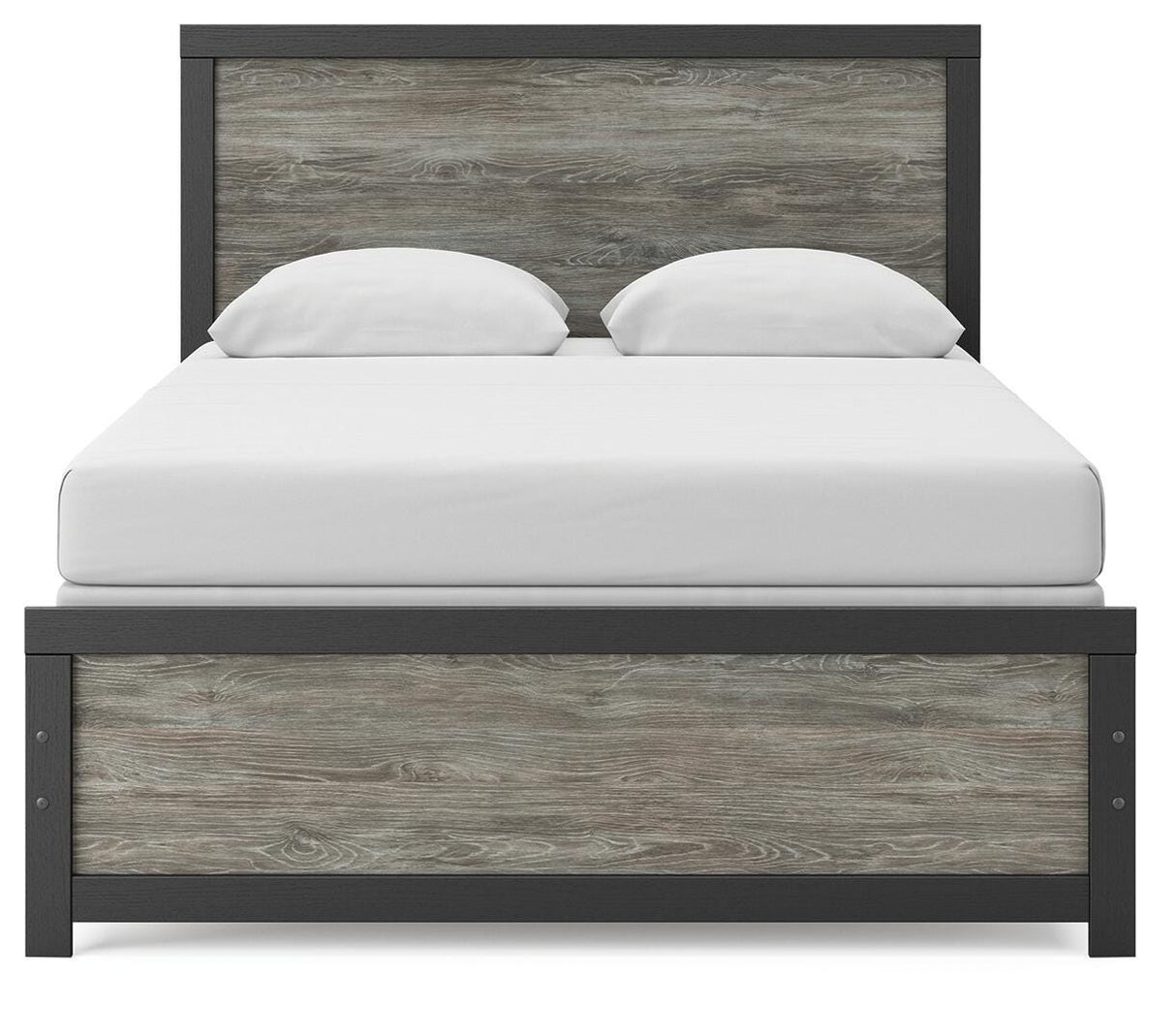 Broachmyn Black/Gray Queen Panel Bed with Mirrored Dresser and Nightstand from Ashley Furniture - Luna Furniture
