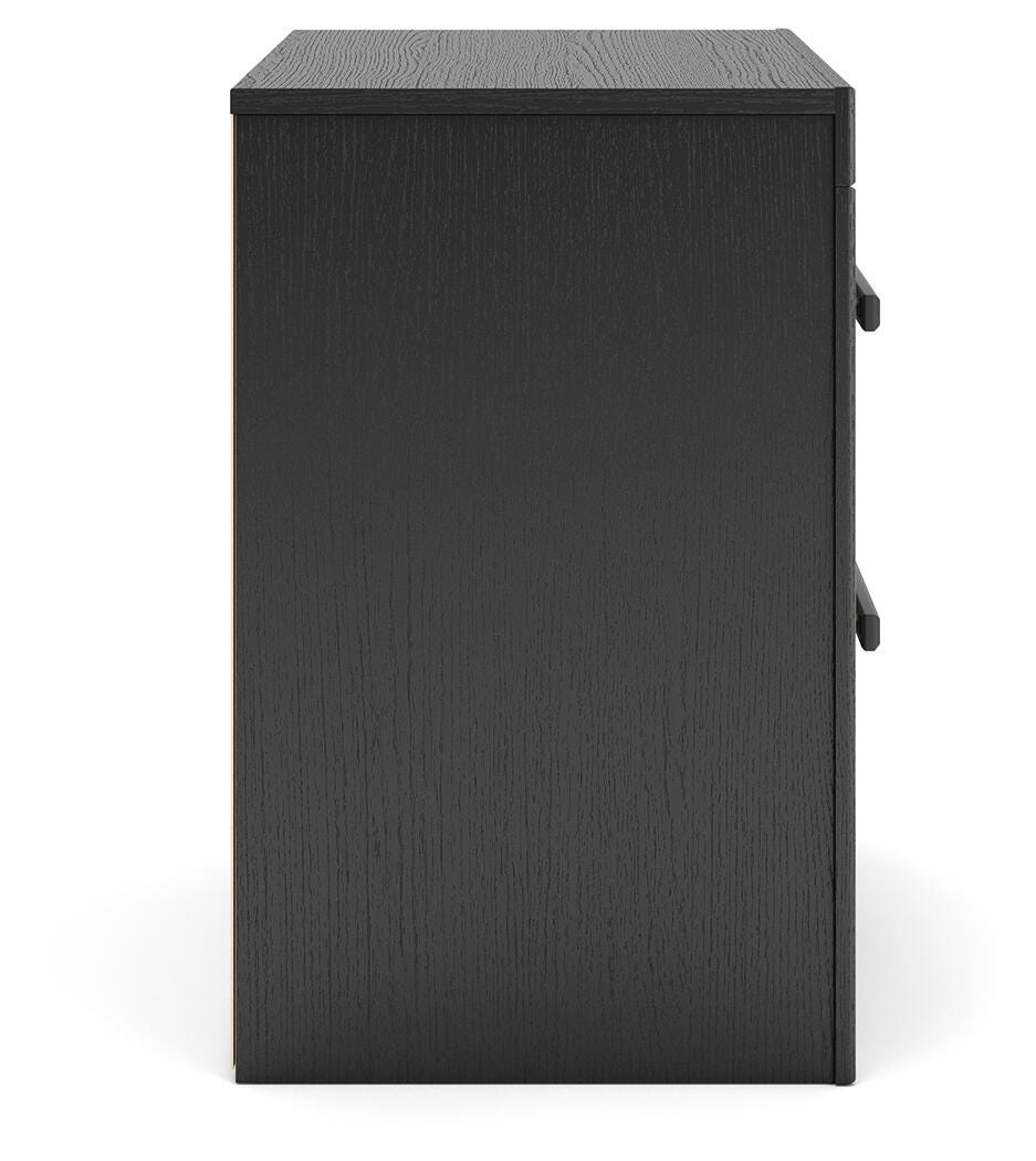 Broachmyn Black/Gray Queen Panel Bed with Mirrored Dresser and Nightstand from Ashley Furniture - Luna Furniture