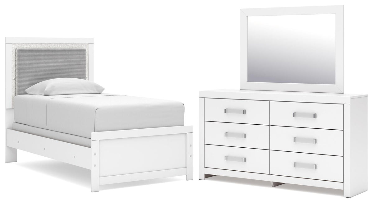 Maeling Twin Upholstered Panel Bed, Dresser and Mirror from Ashley - Luna Furniture