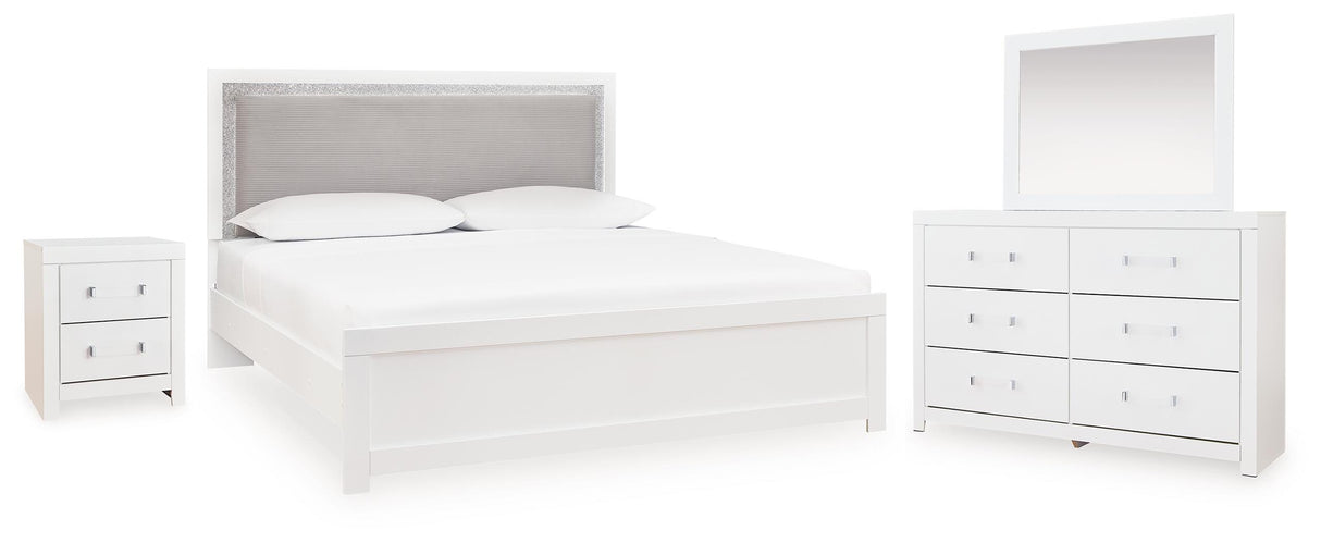 Maeling White/Gray Queen Upholstered Panel Bed, Dresser and Nightstand from Ashley Furniture - Luna Furniture