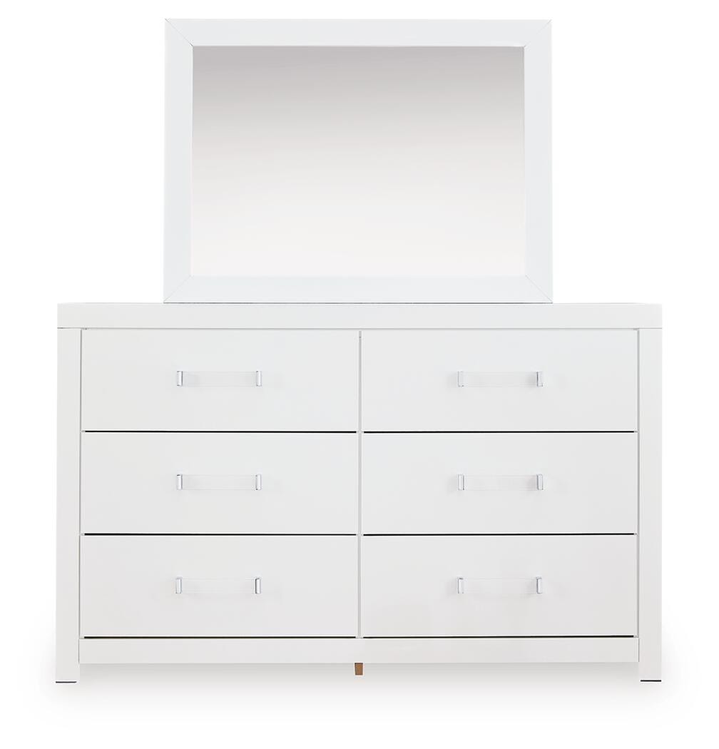 Maeling White/Gray Queen Upholstered Panel Bed, Dresser and Nightstand from Ashley Furniture - Luna Furniture