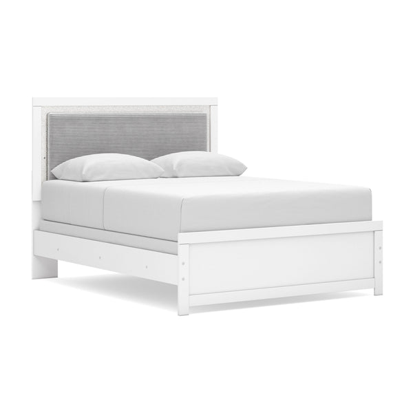 Maeling White Queen Upholstered Panel Bed