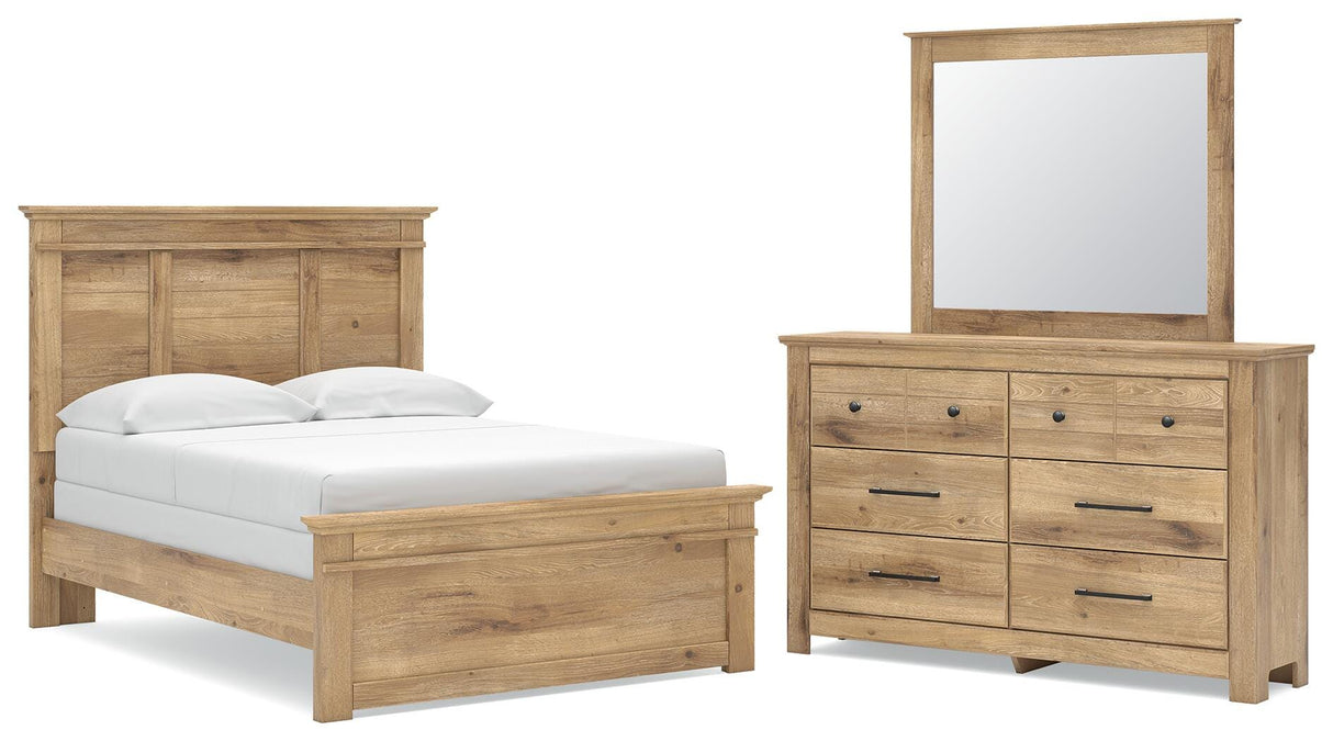 Makidern Tan Full Panel Bed, Dresser and Mirror from Ashley - Luna Furniture