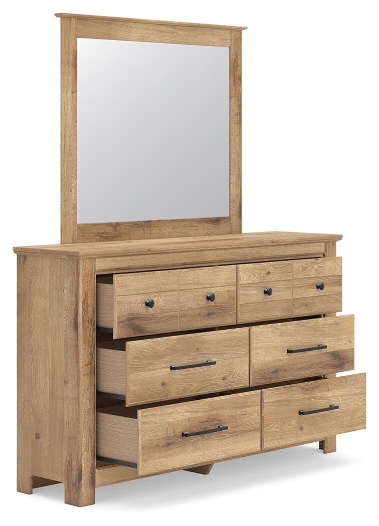 Makidern Tan Full Panel Bed, Dresser and Mirror from Ashley - Luna Furniture