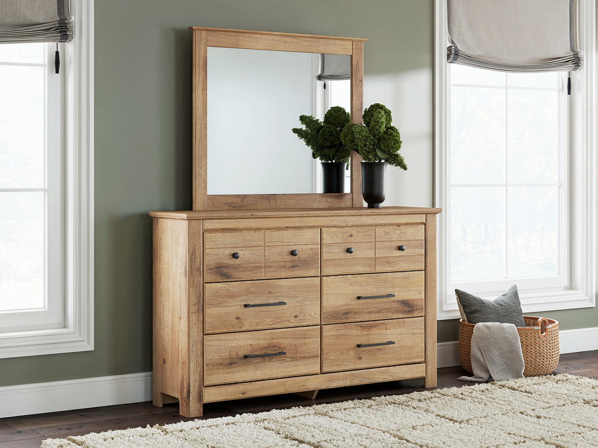 Makidern Tan Queen Panel Bed, Dresser and Mirror from Ashley - Luna Furniture