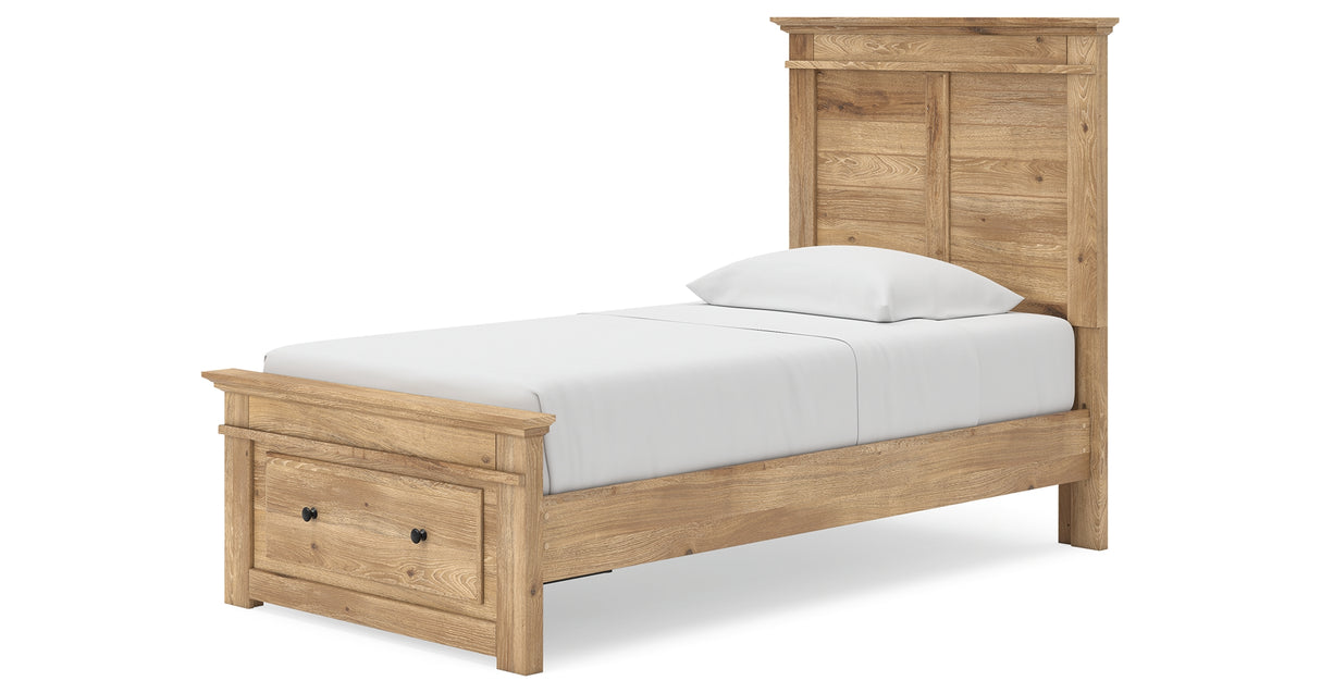 Makidern Tan Twin Panel Storage Bed, Dresser and Mirror from Ashley - Luna Furniture