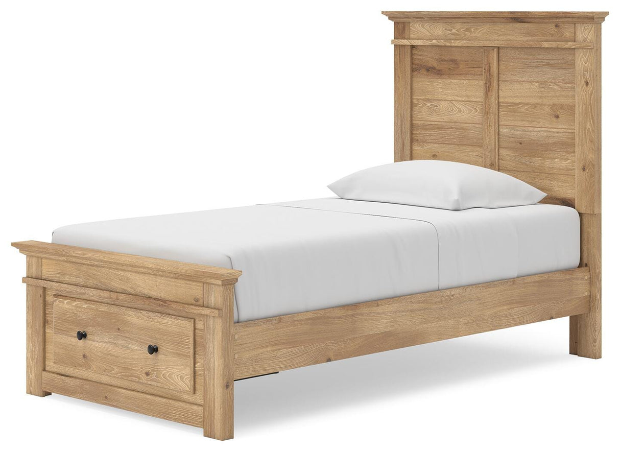 Makidern Tan Twin Panel Storage Bed, Dresser and Mirror from Ashley - Luna Furniture