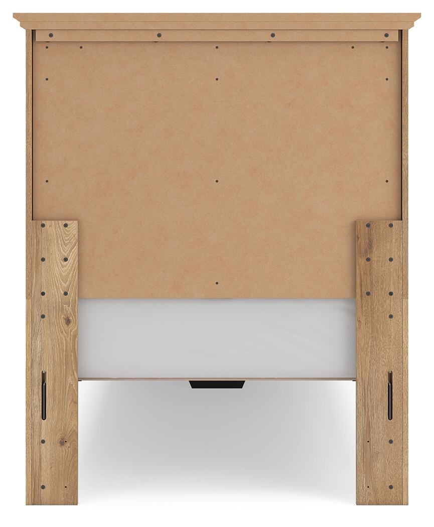 Makidern Tan Twin Panel Storage Bed, Dresser and Mirror from Ashley - Luna Furniture