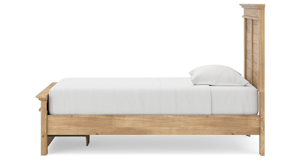 Makidern Tan Twin Panel Storage Bed, Dresser and Mirror from Ashley - Luna Furniture