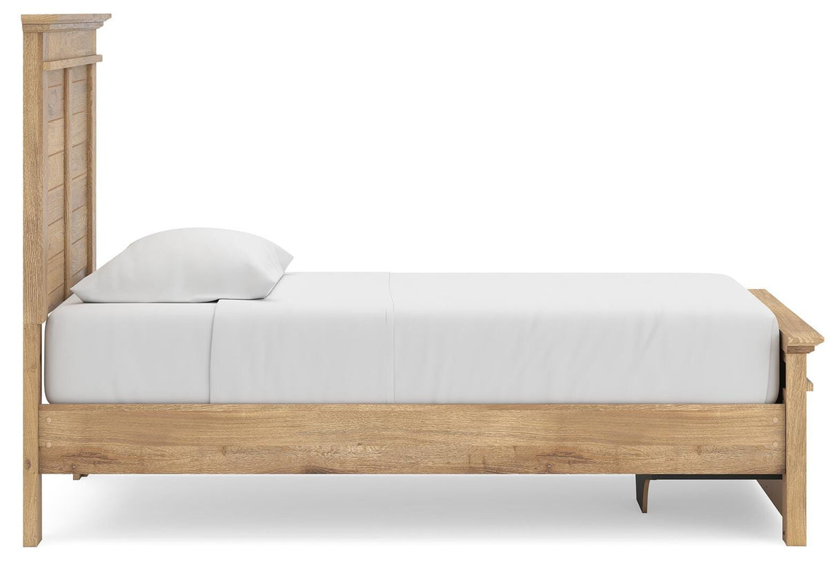 Makidern Tan Twin Panel Storage Bed, Dresser and Mirror from Ashley - Luna Furniture