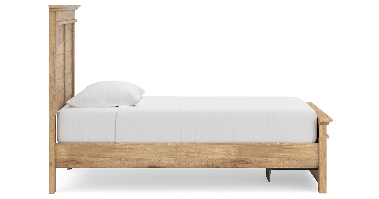Makidern Tan Twin Panel Storage Bed, Dresser and Mirror from Ashley - Luna Furniture