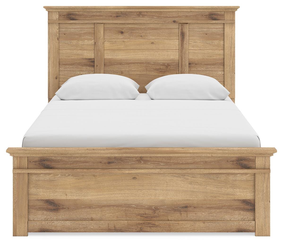 Makidern Tan Queen Panel Bed with Storage, Dresser and Mirror from Ashley - Luna Furniture