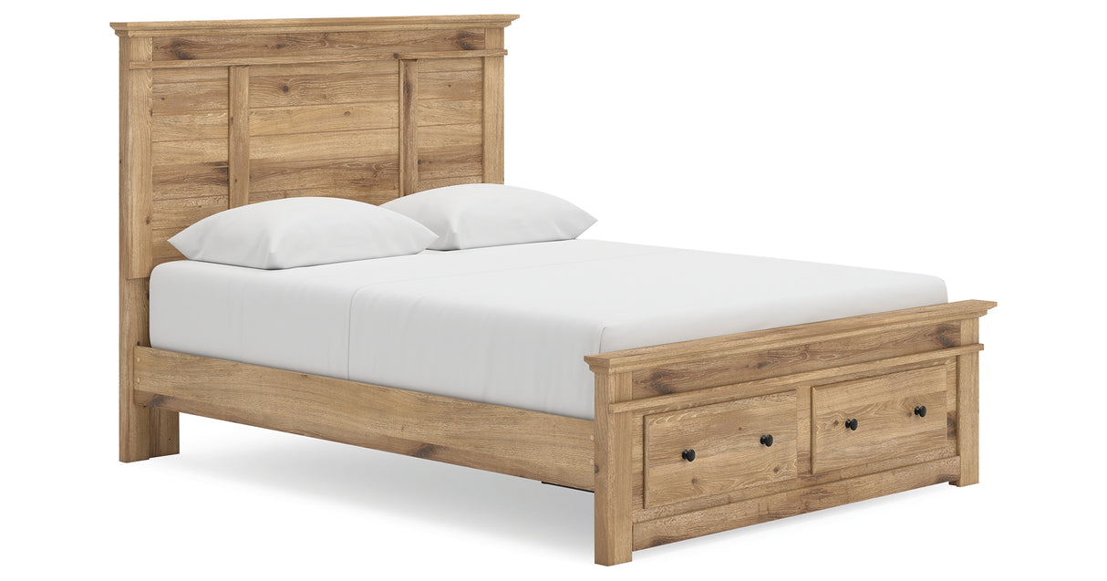 Makidern Tan Queen Panel Storage Bed, Dresser and Mirror from Ashley - Luna Furniture