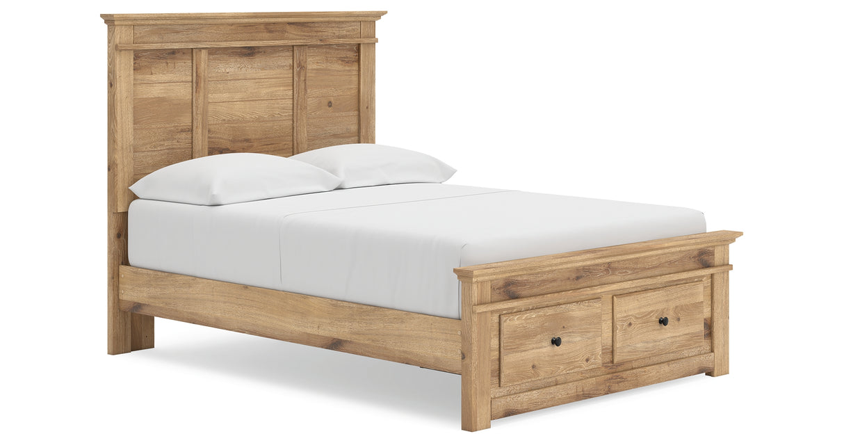 Makidern Tan Full Panel Storage Bed, Dresser and Mirror from Ashley - Luna Furniture