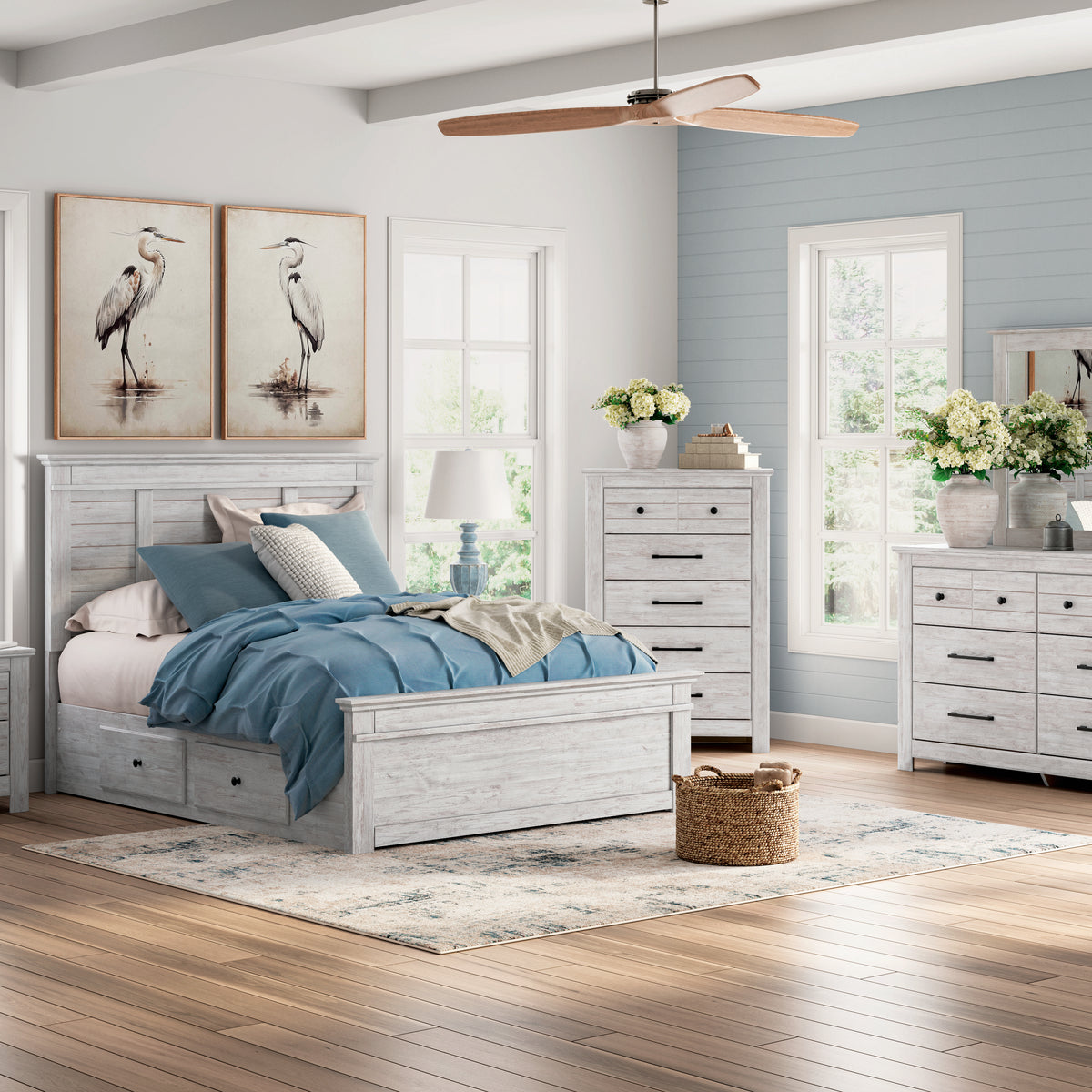 Makidern Queen Storage Bed - Whitewash