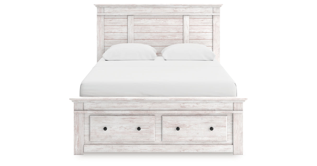 Makidern Whitewash Queen Panel Storage Bed from Ashley - Luna Furniture