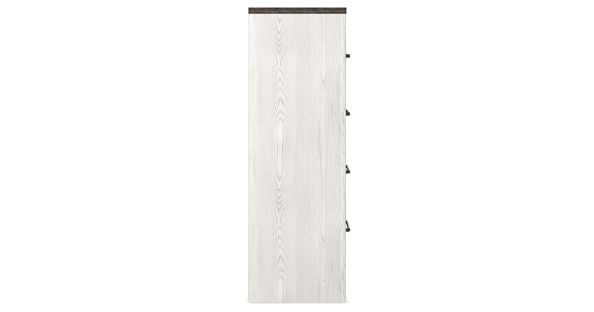 Gerridan King Panel Bed with Mirrored Dresser, Chest and 2 Nightstands in White/Gray from Ashley Furniture - Luna Furniture