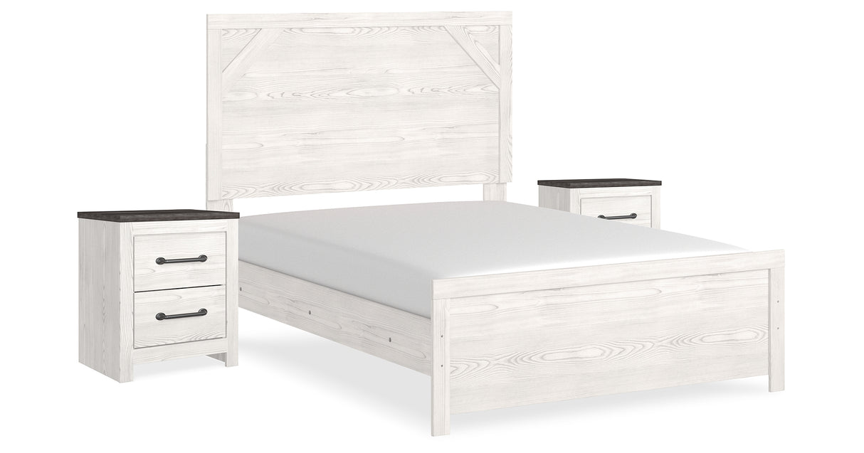 Gerridan White/Gray Full Panel Bed and 2 Nightstands from Ashley Furniture - Luna Furniture