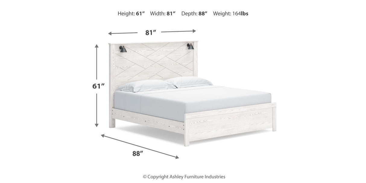 Gerridan White/Gray King Panel Bed, Chest and 2 Nightstands from Ashley Furniture - Luna Furniture