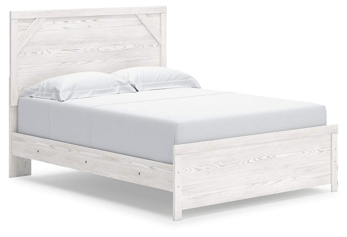 Gerridan White/Gray Queen Panel Bed with Mirrored Dresser, Chest and 2 Nightstands from Ashley Furniture - Luna Furniture