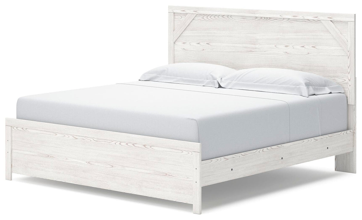 Gerridan White/Gray King Panel Bed, Chest and Nightstand from Ashley Furniture - Luna Furniture