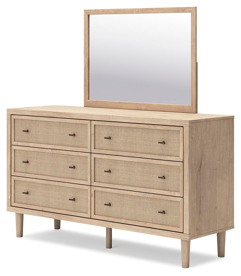 Cielden King Panel Headboard with Mirrored Dresser, Chest and 2 Nightstands in Two-tone from Ashley - Luna Furniture