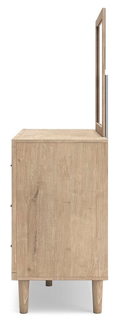 Cielden King Panel Headboard with Mirrored Dresser, Chest and 2 Nightstands in Two-tone from Ashley - Luna Furniture