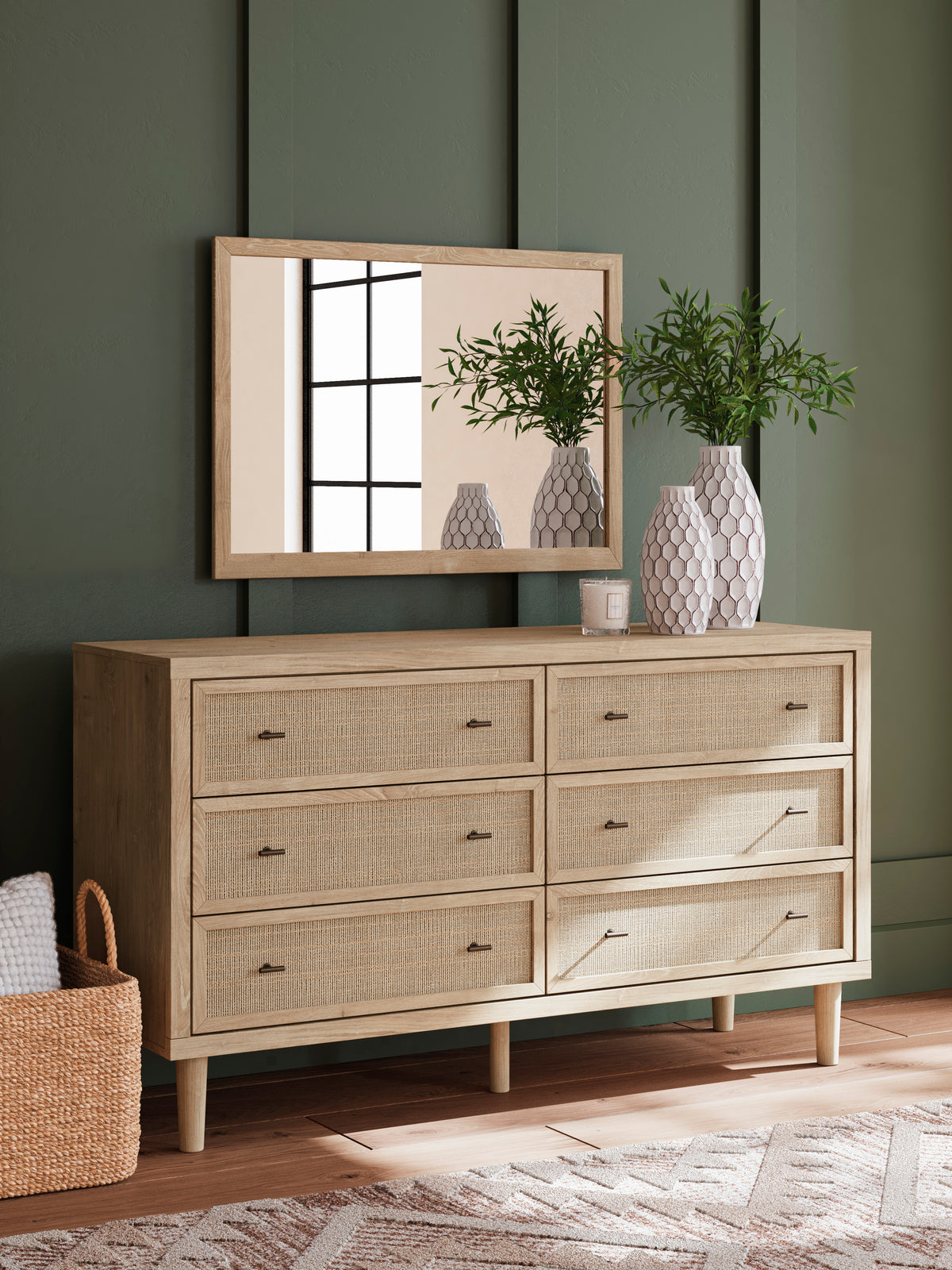 Cielden Soft Gray/Tan Upholstered Platform Bedroom Set from Ashley Furniture - Luna Furniture