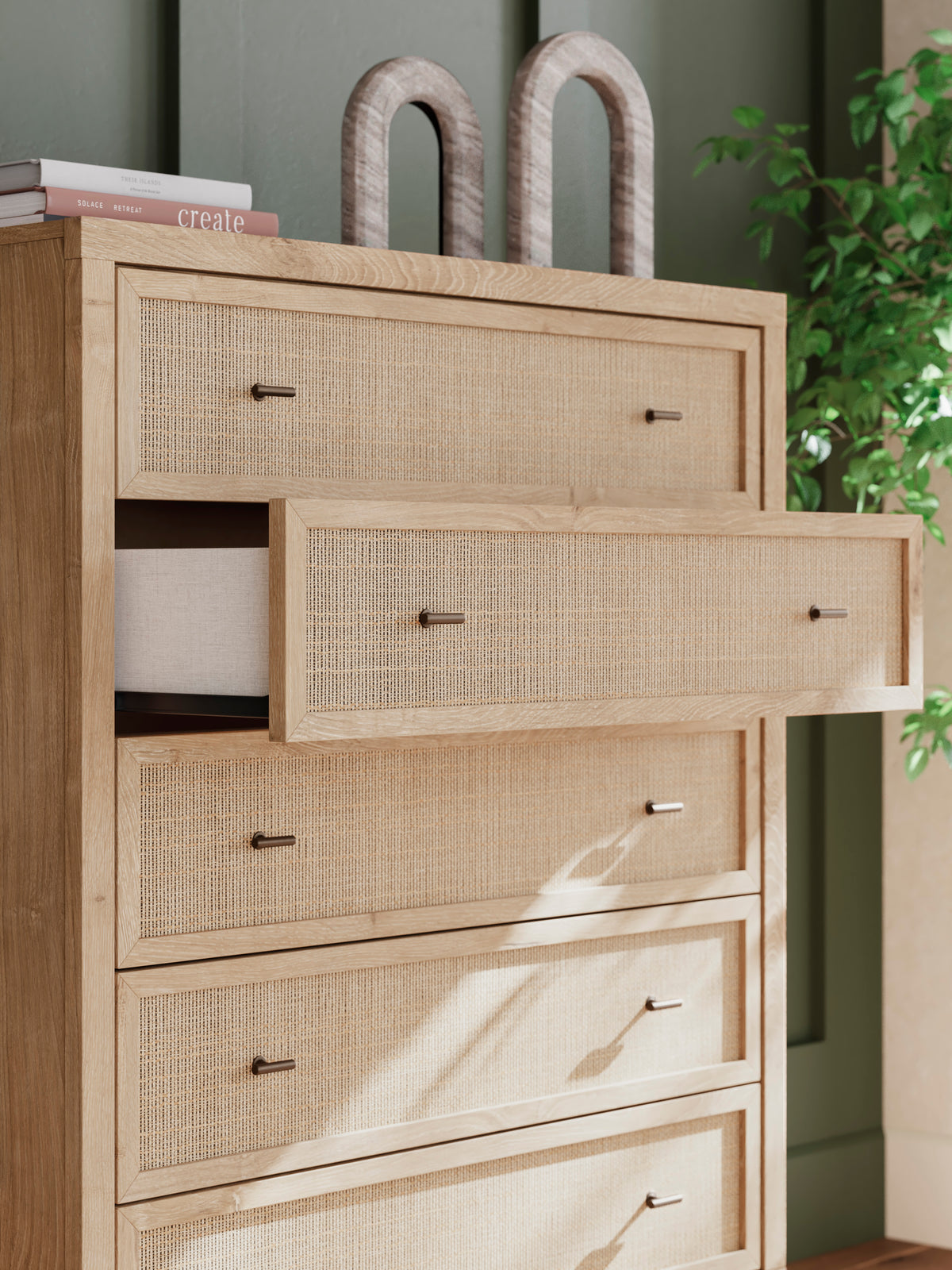 Cielden Soft Gray/Tan Upholstered Platform Bedroom Set from Ashley Furniture - Luna Furniture