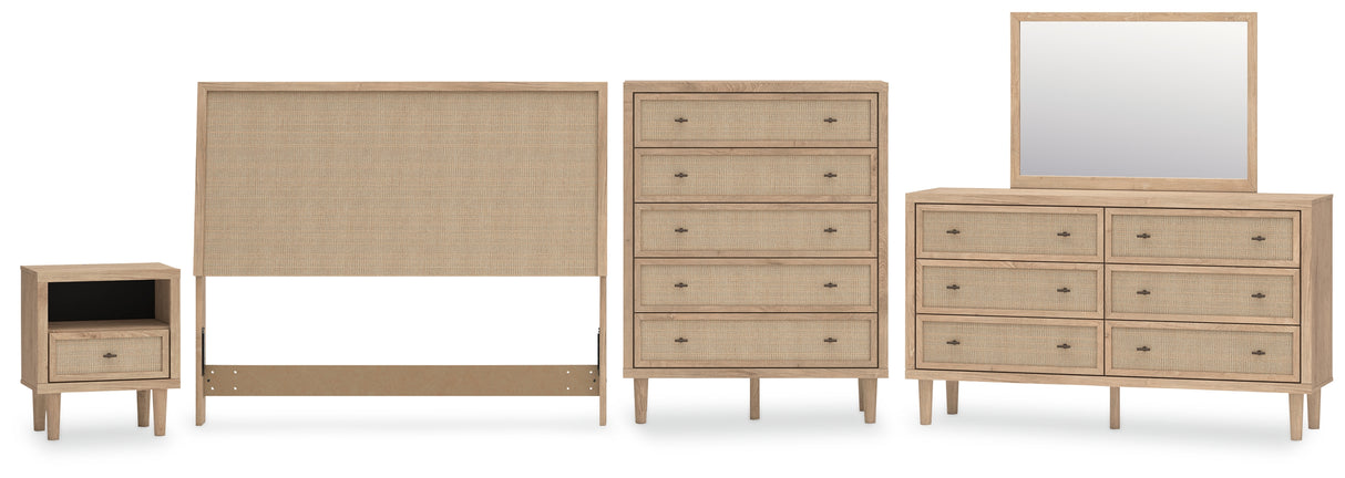 Cielden Queen Panel Headboard with Mirrored Dresser, Chest and Nightstand in Two-tone from Ashley - Luna Furniture