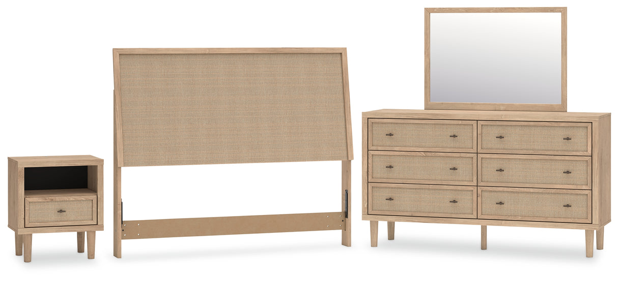 Cielden Queen Panel Headboard with Mirrored Dresser and Nightstand in Two-tone from Ashley - Luna Furniture