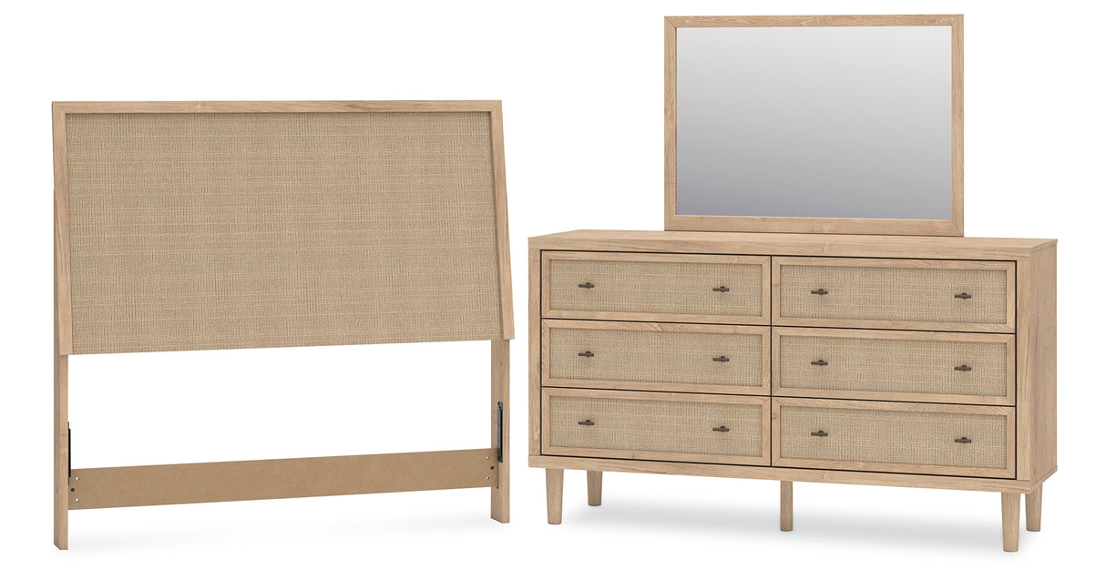 Cielden Full Panel Headboard with Mirrored Dresser in Two-tone from Ashley Furniture - Luna Furniture