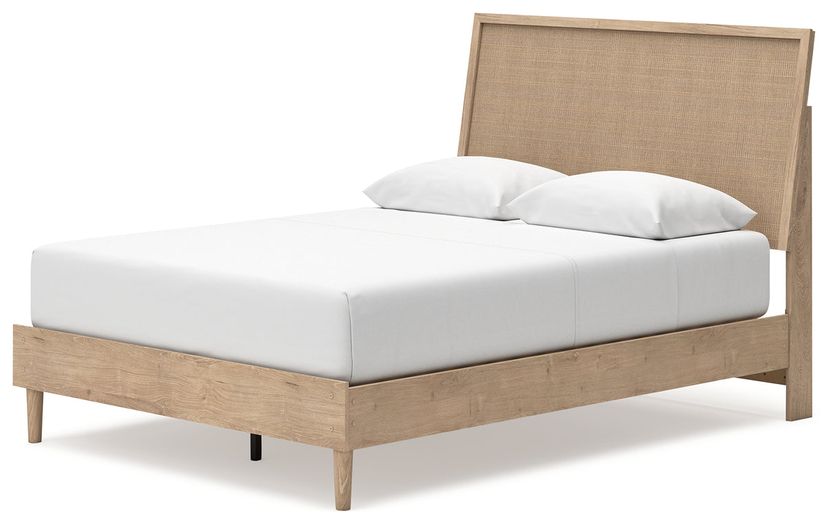 Cielden Queen Panel Bed with Mirrored Dresser in Two-tone from Ashley Furniture - Luna Furniture