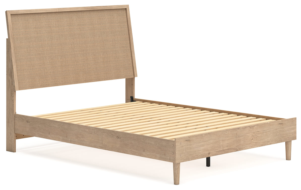 Cielden Queen Panel Bed with Mirrored Dresser in Two-tone from Ashley Furniture - Luna Furniture