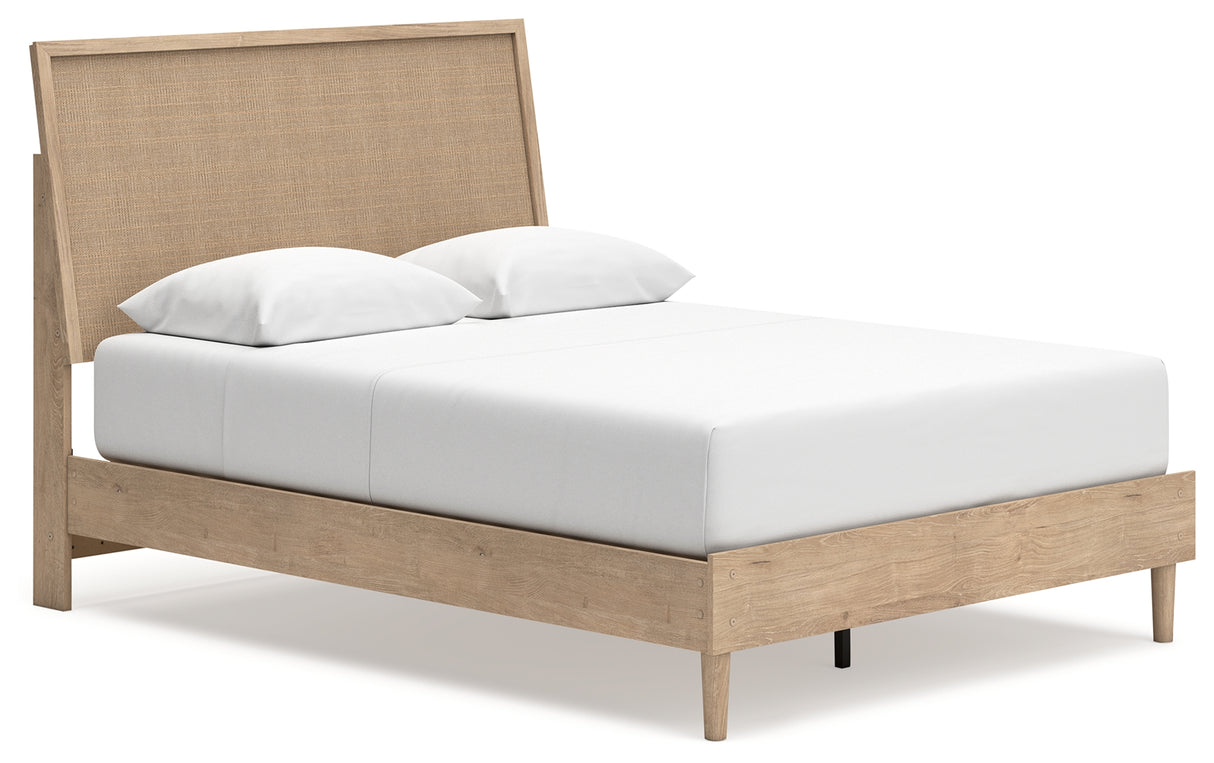 Cielden Queen Panel Bed with Mirrored Dresser in Two-tone from Ashley Furniture - Luna Furniture