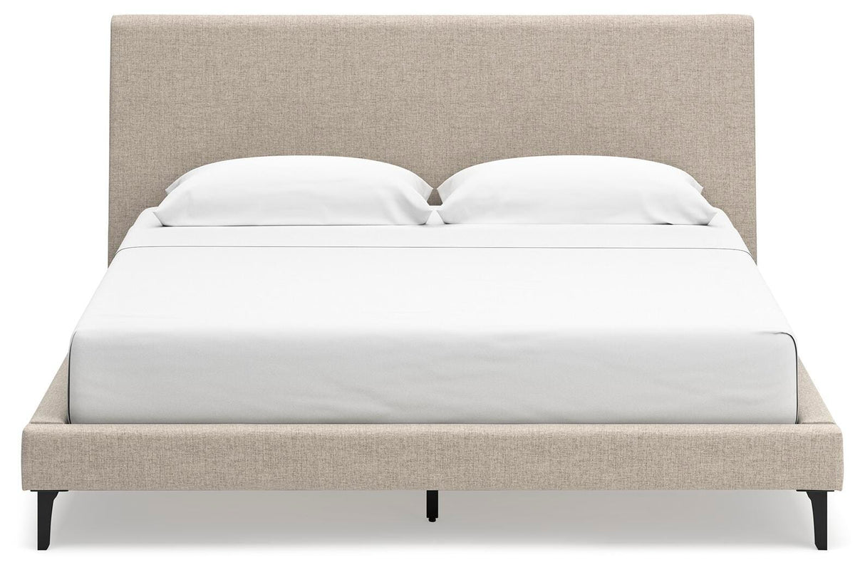 Cielden King Upholstered Bed with Mirrored Dresser in Soft Gray from Ashley Furniture - Luna Furniture