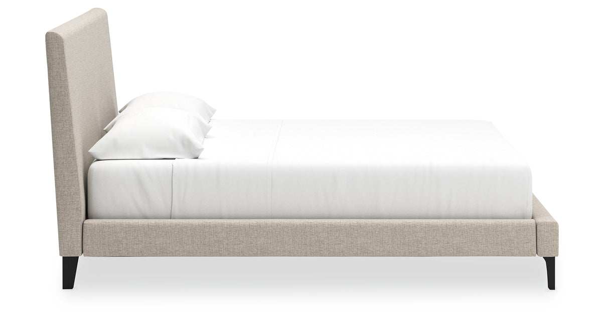 Cielden King Upholstered Bed with Mirrored Dresser in Soft Gray from Ashley - Luna Furniture