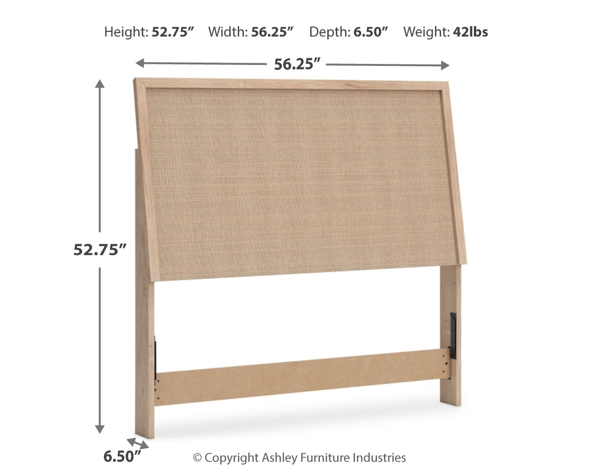 Cielden Full Upholstered Panel Bed with Mirrored Dresser, Chest and Nightstand in Two-tone from Ashley Furniture - Luna Furniture