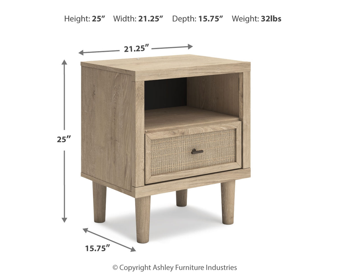 Cielden Full Upholstered Panel Bed with Mirrored Dresser and Nightstand in Two-tone from Ashley - Luna Furniture