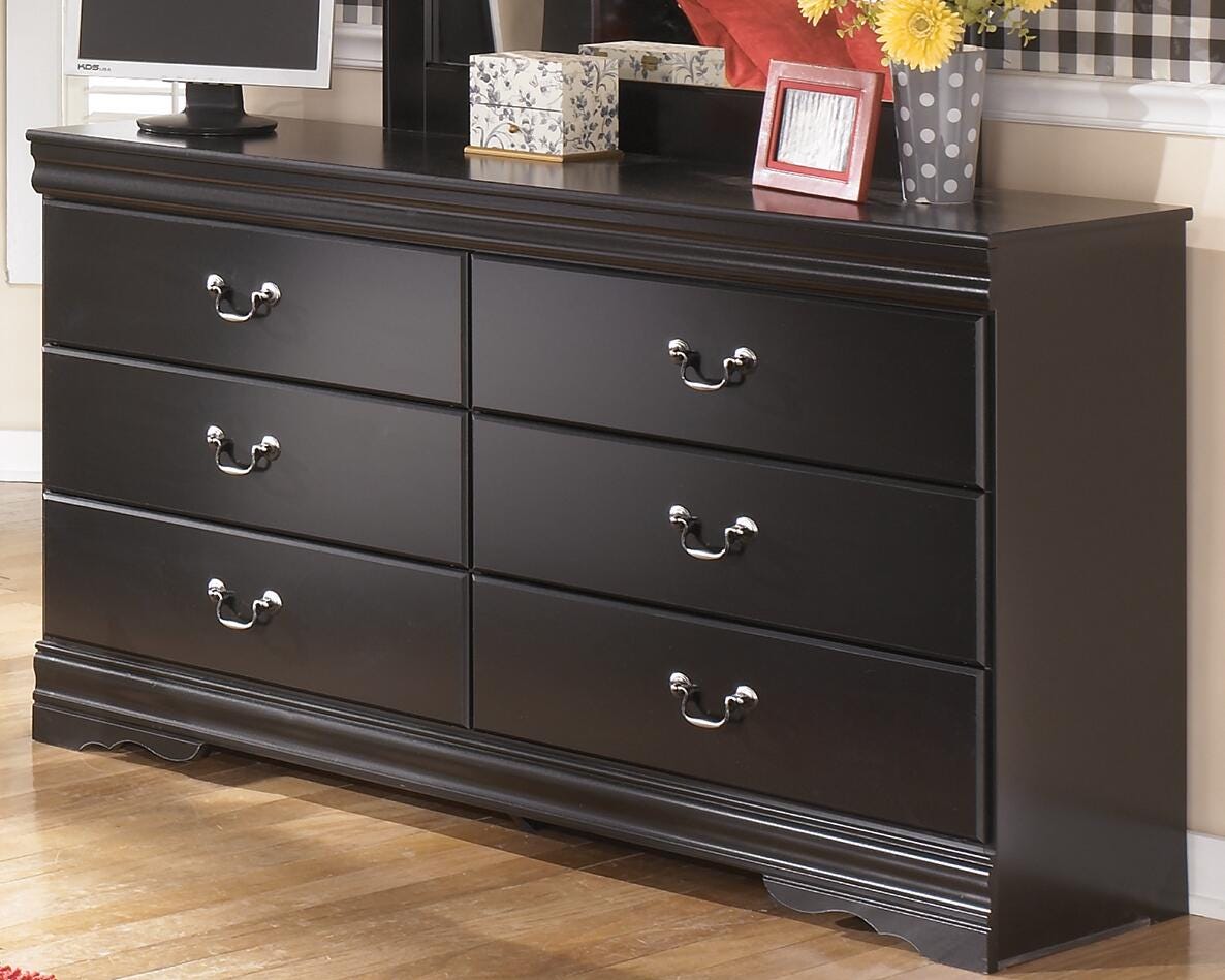 Huey Vineyard Twin Sleigh Bed with Dresser in Black from Ashley Furniture - Luna Furniture